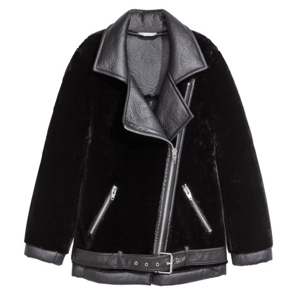 H&M oversized biker faux fur jacket - Picture 1 of 9